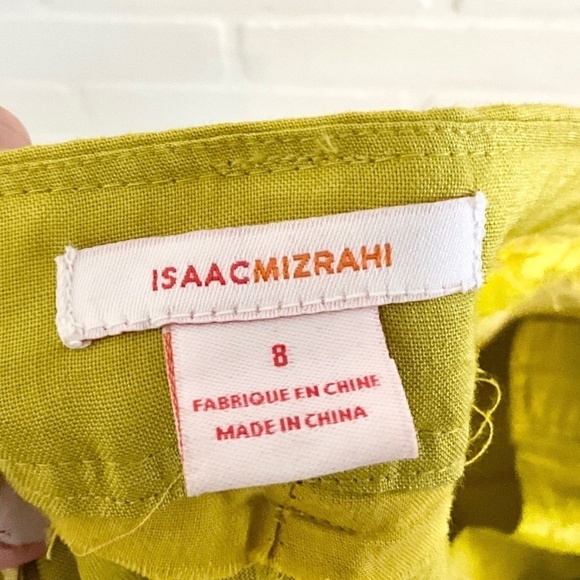 Isaac Mizrahi Trousers Pants Crop Linen Wide leg Green/Olive oil/lime Sz 8 - Picture 8 of 12